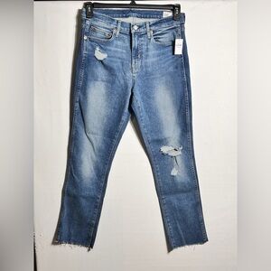 GAP Vintage Slim Mid Rise Raw Hem Blue Distressed Jeans NWT 29 / 8